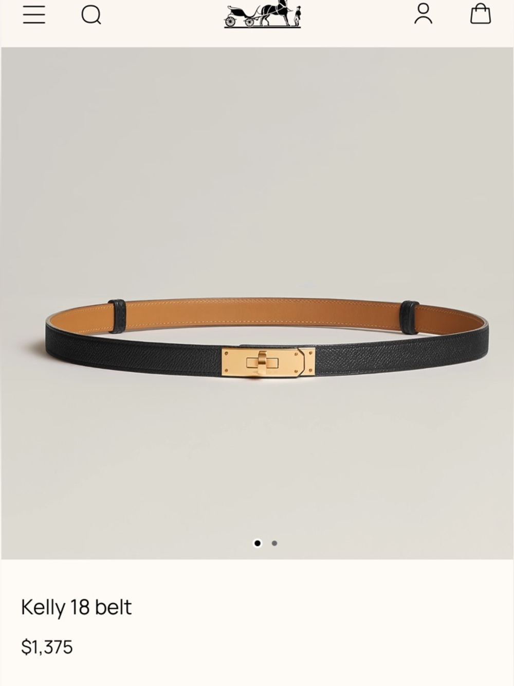 Kelly 18 Noir Black Leather Belt with Gold Hardware
